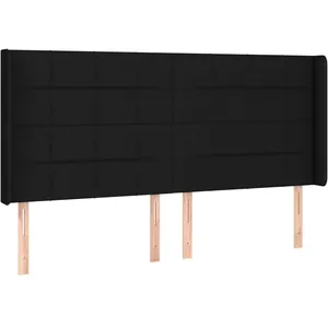 vidaXL Tête de lit avec oreilles Noir 183x16x118/128 cm Tissu pas cher
