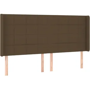 vidaXL Tête de lit avec oreilles Marron foncé 183x16x118/128 cm Tissu