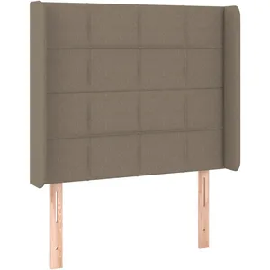 vidaXL Tête de lit avec oreilles Taupe 103x16x118/128 cm Tissu pas cher