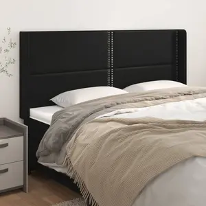 vidaXL Tête de lit avec oreilles Noir 183x16x118/128 cm Similicuir pas cher
