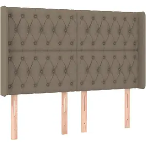 vidaXL Tête de lit avec oreilles Taupe 163x16x118/128 cm Tissu pas cher
