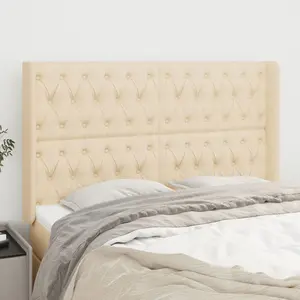 vidaXL Tête de lit avec oreilles Crème 163x16x118/128 cm Tissu pas cher