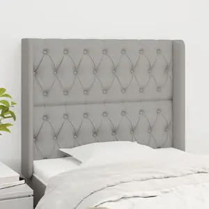 vidaXL Tête de lit avec oreilles Gris clair 93x16x118/128 cm Tissu pas cher