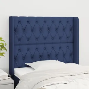 vidaXL Tête de lit avec oreilles Bleu 93x16x118/128 cm Tissu pas cher