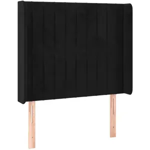 vidaXL Tête de lit avec oreilles Noir 103x16x118/128 cm Velours pas cher