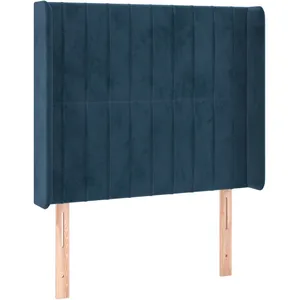 vidaXL Tête de lit avec oreilles Bleu foncé 103x16x118/128 cm Velours pas cher