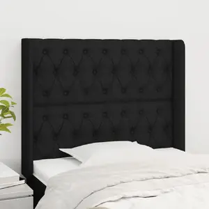 vidaXL Tête de lit avec oreilles Noir 103x16x118/128 cm Tissu pas cher