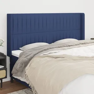 vidaXL Tête de lit avec oreilles Bleu 183x16x118/128 cm Tissu pas cher
