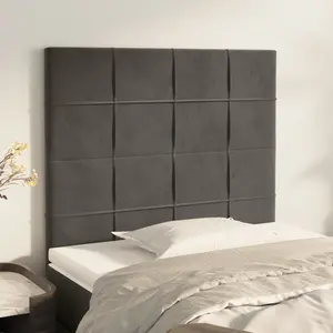 vidaXL Têtes de lit 2 pcs Gris foncé 100x5x78/88 cm Velours pas cher