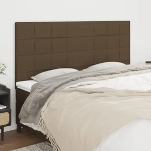 vidaXL Têtes de lit 4 pcs Marron Foncé 80x5x78/88 cm Tissu pas cher