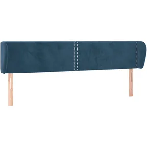 vidaXL Tête de lit avec oreilles Bleu foncé 163x23x78/88 cm Velours pas cher