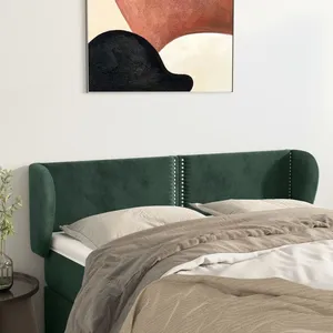 vidaXL Tête de lit avec oreilles Vert foncé 147x23x78/88 cm Velours pas cher