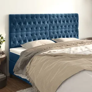 vidaXL Têtes de lit 4 pcs Bleu foncé 90x7x78/88 cm Velours