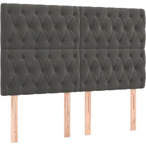 vidaXL Têtes de lit 4 pcs Gris foncé 80x7x78/88 cm Velours pas cher