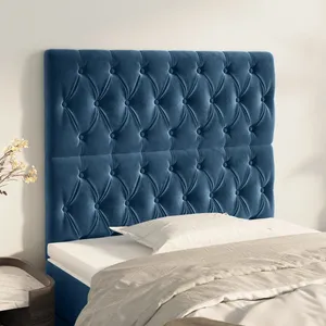 vidaXL Têtes de lit 2 pcs Bleu foncé 90x7x78/88 cm Velours pas cher