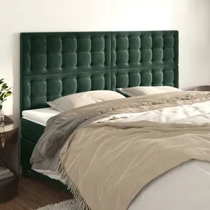 vidaXL Têtes de lit 4 pcs Vert foncé 90x5x78/88 cm Velours pas cher