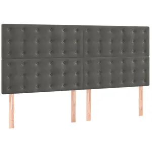 vidaXL Têtes de lit 4 pcs Gris foncé 80x5x78/88 cm Velours pas cher