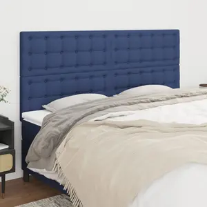 vidaXL Têtes de lit 4 pcs Bleu 80x5x78/88 cm Tissu pas cher