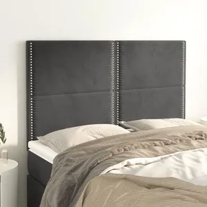 vidaXL Têtes de lit 4 pcs Gris foncé 72x5x78/88 cm Velours pas cher
