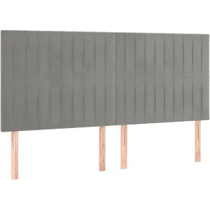 vidaXL Têtes de lit 4 pcs Gris clair 90x5x78/88 cm Velours pas cher