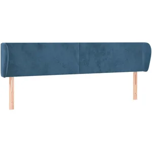 vidaXL Tête de lit avec oreilles Bleu foncé 183x23x78/88 cm Velours pas cher