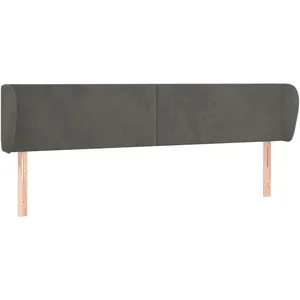 vidaXL Tête de lit avec oreilles Gris foncé 183x23x78/88 cm Velours pas cher