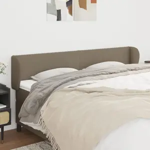 vidaXL Tête de lit avec oreilles Taupe 163x23x78/88 cm Tissu pas cher