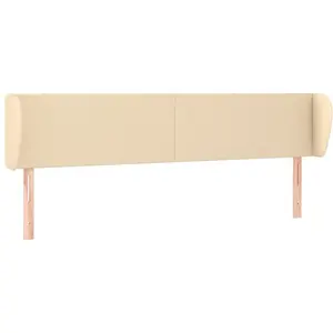 vidaXL Tête de lit avec oreilles Crème 163x23x78/88 cm Tissu pas cher