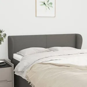 vidaXL Tête de lit avec oreilles Gris foncé 147x23x78/88 cm Tissu pas cher
