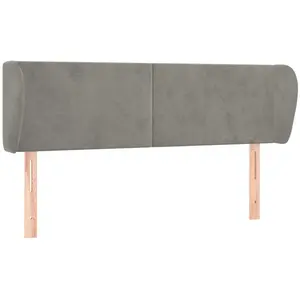 vidaXL Tête de lit avec oreilles Gris clair 147x23x78/88 cm Velours pas cher