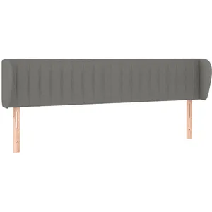 vidaXL Tête de lit avec oreilles Gris foncé 203x23x78/88 cm Tissu pas cher