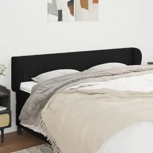 vidaXL Tête de lit avec oreilles Noir 203x23x78/88 cm Tissu pas cher