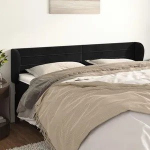 vidaXL Tête de lit avec oreilles Noir 163x23x78/88 cm Velours pas cher