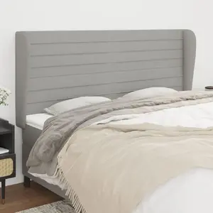 vidaXL Tête de lit avec oreilles Gris clair 203x23x118/128 cm Tissu pas cher