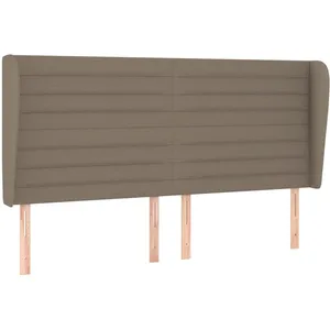 vidaXL Tête de lit avec oreilles Taupe 203x23x118/128 cm Tissu pas cher