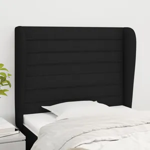 vidaXL Tête de lit avec oreilles Noir 93x23x118/128 cm Tissu pas cher