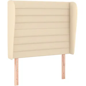vidaXL Tête de lit avec oreilles Crème 93x23x118/128 cm Tissu pas cher