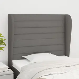 vidaXL Tête de lit avec oreilles Gris foncé 103x23x118/128 cm Tissu pas cher