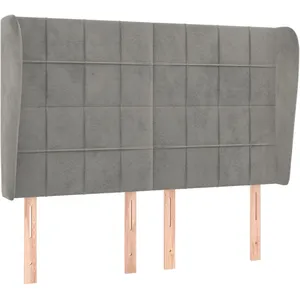 vidaXL Tête de lit avec oreilles Gris clair 147x23x118/128 cm Velours pas cher
