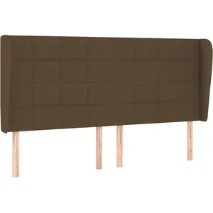 vidaXL Tête de lit avec oreilles Marron foncé 183x23x118/128 cm Tissu pas cher