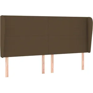vidaXL Tête de lit avec oreilles Marron foncé 203x23x118/128 cm Tissu pas cher