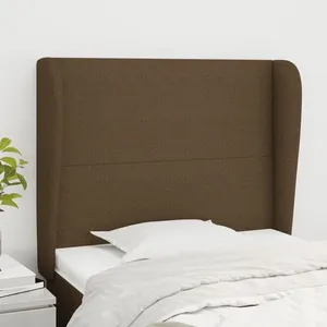 vidaXL Tête de lit avec oreilles Marron foncé 103x23x118/128 cm Tissu pas cher