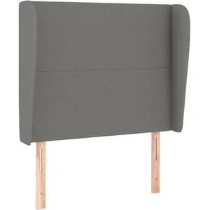 vidaXL Tête de lit avec oreilles Gris foncé 103x23x118/128 cm Tissu pas cher