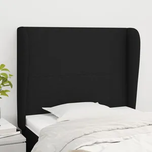 vidaXL Tête de lit avec oreilles Noir 93x23x118/128 cm Tissu pas cher