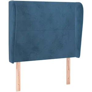 vidaXL Tête de lit avec oreilles Bleu foncé 83x23x118/128 cm Velours pas cher