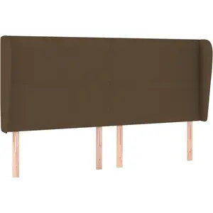 vidaXL Tête de lit avec oreilles Marron foncé 183x23x118/128 cm Tissu pas cher