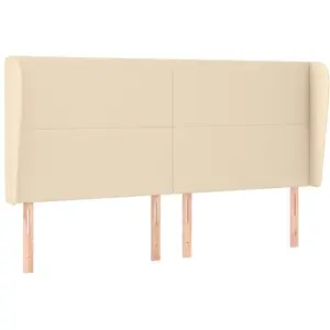 vidaXL Tête de lit avec oreilles Crème 163x23x118/128 cm Tissu pas cher