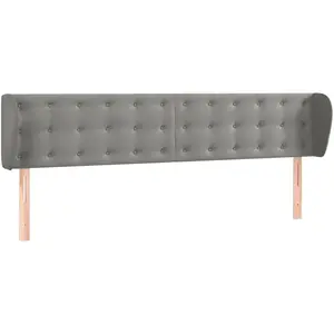 vidaXL Tête de lit avec oreilles Gris clair 203x23x78/88 cm Velours pas cher