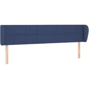 vidaXL Tête de lit avec oreilles Bleu 163x23x78/88 cm Tissu pas cher