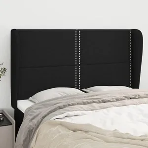 vidaXL Tête de lit avec oreilles Noir 147x23x118/128 cm Tissu pas cher